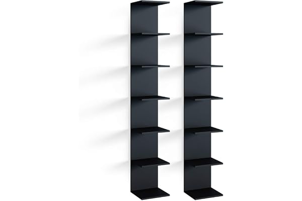 ViccoVägghylla"Paolo",Svart,30x190 cm Set om 2 | Uppsättning av 2, kan monteras för förvaring av böcker och dekoration