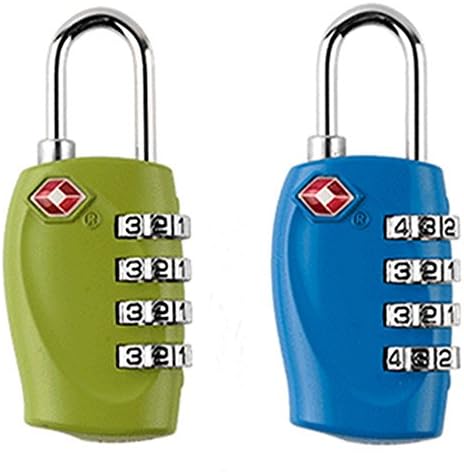 JWPCEU TSA Approved 4-Digit Combination Locks Heavy Duty &amp;High Secure Resettable Padlocks for Luggage Suitcases Travel Bags and Gym Lockers,2 Pack(Green&amp;Blue)