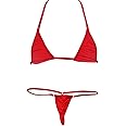 Czizi Women Micro G-String Bikini 2 Piece Sliding Top Thong Small Bra