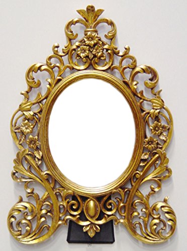 Deko Spiegel Wandspiegel verziert gold Polyresin antik Nostalgie 51 x 36 cm