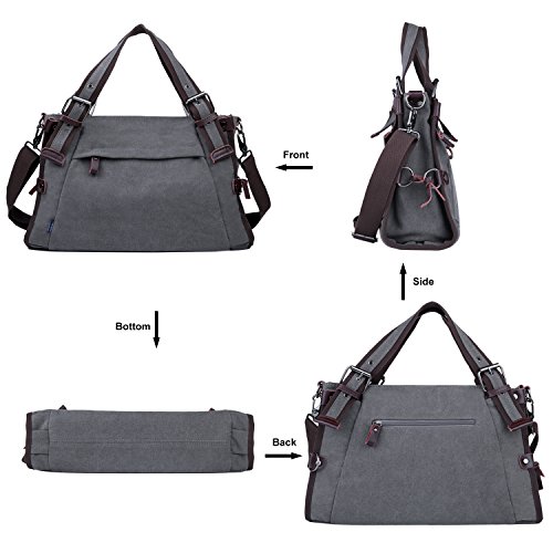Coofit Damen Canvas Umhängetasche Messenger Bag Handtasche Hobo - 4