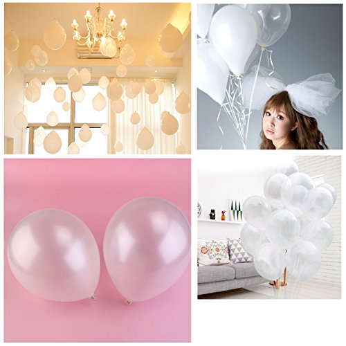 NUOLUX 100 Luftballons Metallic Perlen Weiß Qualitätsballons 30cm [Spielzeug] - 6
