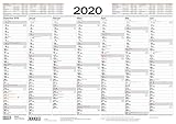 Tafelkalender A3 2020: 14 Monate auf Vorder- und Rückseite I Ferientermine und Feiertage by 