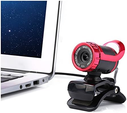 Computer Webcam, DouLukit 12M Pixels 360 Degrees Rotatable HD Webcam Desktop Camera Laptop Web Cam with Sound Absorption Microphone for Windows XP / win2003 / win7 / win8 / Vista 32bit (Red)