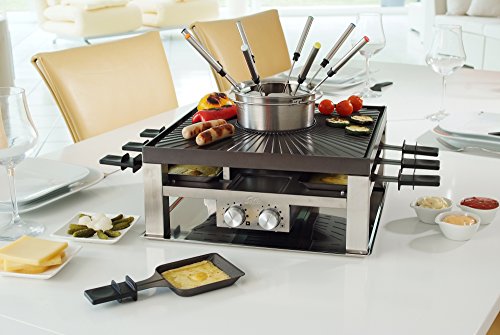 Solis Raclette, Tischgrill und/ oder Fleischfondue, 8 Personen, Edelstahl, Combi-Grill 3 in 1 Typ 796 - 5
