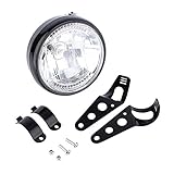 faros redondos led para motos  \'qiilu ql21500 7 \\ universal 12 V h4 35 W redondo Moto LED amarillo Faro w/soporte negra