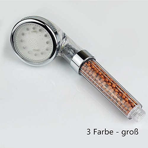 Luniquz LED Handbrause wassersparend Duschkopf temperatur 3 Farbe-Wechseln Duschbrause mit Fliter – groß - 2