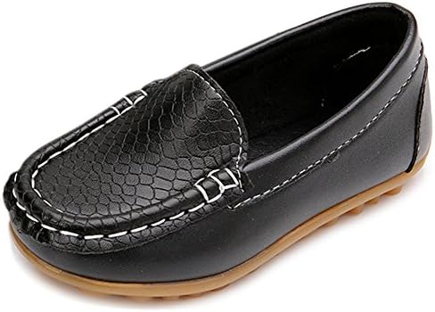 iLory Boy's Girl's Casual Leather Slip-on Loafers Oxford Flat Boat Shoes Toddler Shoes