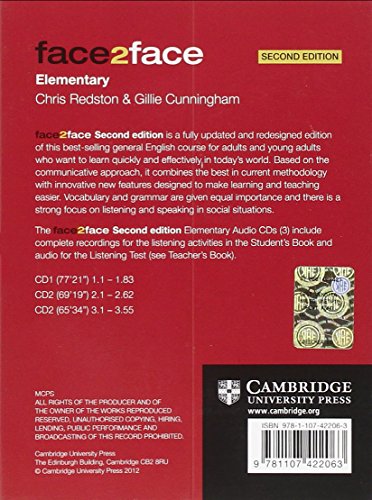 Book's Cover of face2face Elementary Class Audio CDs (3)-