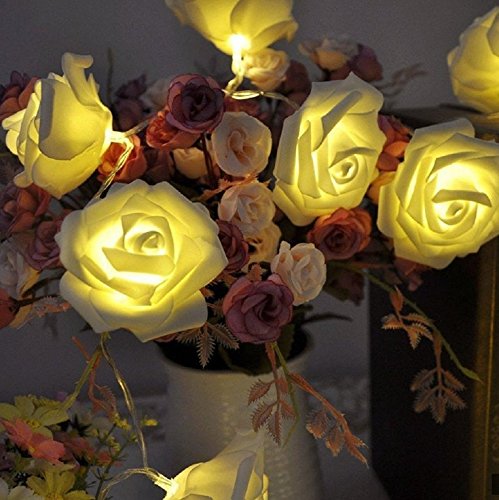 Blumen LED Lichterkette 20 LED Rosen Lichterkette Batteriebetrieben Innen Im Freien Beleuchtung für Garten Rasen Bar Verein Hochzeit Valentinstag Weihnachten Schlafzimmer Innendekoration - 4