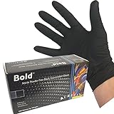 Aurelia Bold Nitrile Powder Free Examination Gloves - Box of 100 Gloves, Black, Extra Large