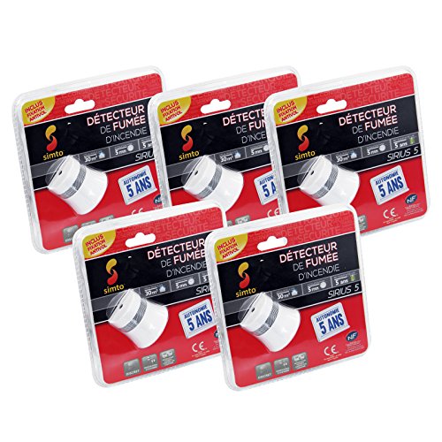 5er Set Rauchmelder Sirius 5, klein, Batterielebensdauer 5 Jahre, DIN EN 14604 - 4