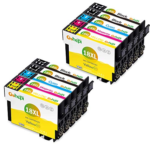 Gohepi 18 XL Alta Capacidad Cartuchos de tinta 10 Multipack Compatible para Epson 18 18XL con Epson Expression Home XP-225 XP-215 XP-205 XP-322 XP-212 XP-402 XP-415 XP-422 XP-425 XP-302 XP-305 XP-325