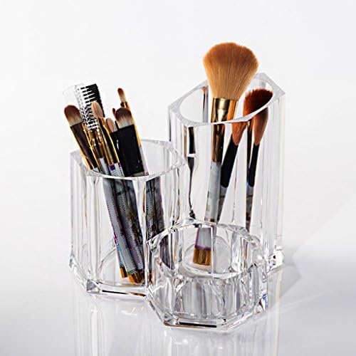 XIAOLVSHANGHANG HORS Transparent Makeup Brush Storage Box, Mascara Lipstick Comb Pen Eyebrow Pencil Collection, Make-up Cosmetics Bucket Plastic Shelf Accessories
