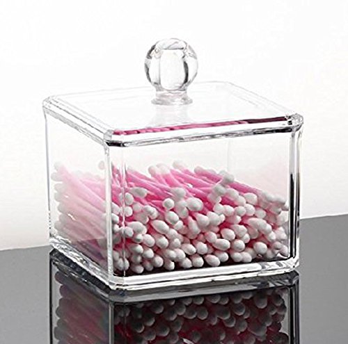 FAS1 Cosmetics Halter Quadrat Klar Acryl Make Up Fall Wattestäbchen Stick Aufbewahrung Baumwolle Pads Baumwolle Ball Zubehör Organizer, Single Tier