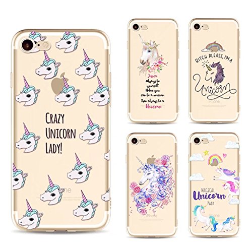 MUTOUREN iPhone 7 Plus (5.5 Zoll) Hülle Schutzhülle Handy TPU Silikon Hülle Ultra dünne Case Cover Durchsichtig Gel Tasche Bumper Schale – Einhorn und Affe – Motif 10 - 6