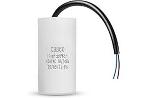 Iruihoo CBB60 450V 10uf 50/60Hz Condensador de arranque, Condensador de marcha del motor, Condensador de supresión de interferencias, microfaradios de alambre