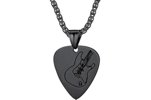 Suplight Guitar Picks Pendant, Guitar Chain Necklace for Music Lovers, Rock Jewellery for Men Boys