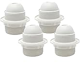 HALOTEC | Pack of 4 White E27 Lamp Holder | Female Socket M10x1 | Threaded Outer Shirt Stop | Washer Holder Shade | Secure Ho