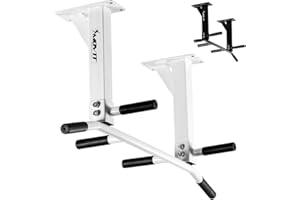 ‎MOVIT MOVIT Profi Klimmzugstange zur Deckenmontage, bis 350 kg, 6x rutschfeste Griffe, 2x Ösen für Zubehör, schadstoffgeprüft, Weiß oder Schwarz, Türreck Reckstange Pull up bar