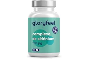GLORYFEEL Sélénium Pur avec 100 µg par Dose (365 Comprimés), 1 An D'Approvisionnement, Contribue à une Fonction Thyroïdienne Normale, Soutien le Système Immunitaire, 100% Végétalien, Sans Additifs