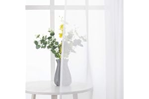 MIULEE Tende Trasparenti 2 Pannelli in Poliestere Resistente con Passanti Morbido e Moderno per Camera da Letto Ufficio Cameretta Bambini 140X160 CM Bianco