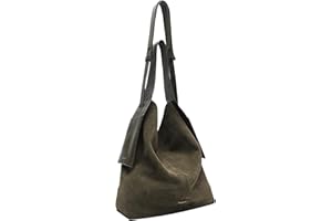 CORIOS Women Suede Handbag Winter Fall Shoulder Bag Large Capacity Tote Bag Vintage Crossbody Bag Lightweight Messenger Bag Soft Top Handle Bag Elegant Satchel Bag for Work Shopping Travel Green L