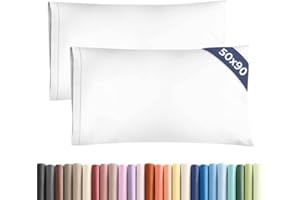 CGK UNLIMITED King Size Pillow Cases 2 Pack 50x90cm - Extra Soft Pillowcases, Cooling and Breathable Double Brushed Microfiber, Durable Wrinkle Free, Machine Washable, Hotel Quality Pillow Covers - White