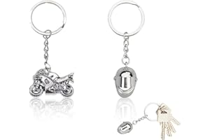 DEFGNOP Casco Moto Llaveros de Aleación, 2 Piezas de Llavero de Anillo Resistente para Hombre y Mujer, Perfecto para Llaves de Coche y Motocicleta, Diseño Elegante y Duradero