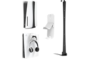 通用 PS5 Wall Mount Shelf Bundle for Playstation 5(Disc/Digital) Edition, JOYTORN Sturdy Steel Wall Mount Bracket with Controller & Headphone Holder Hanger for PS5