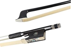 Yinfente Archetto per violino 4/4 in fibra di carbonio ebano con intarsio di perle, crine di cavallo mongolo, archetto per violino 4/4 per violinisti di tutti i livelli