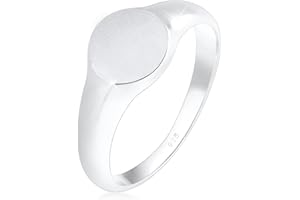 Elli Anelli Anello con sigillo in Argento Sterling 925 ossidato opaco Geo basic di tendenza per donna