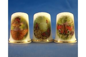 BIRCHCROFT CHINA Porzellan-Fingerhut Sammel-Set aus 3 Schmetterlingen