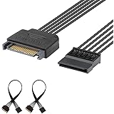 J&D 2-Pack 15 Pin SATA d'alimentation D'extension Câble, Mâle vers Femelle Cable, 25xm, Noir