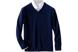 Hamthuit Men's Cashmere Sweater Warm Pullovers V-Neck Fit Knit Pullover Male Woollen Knitwear Jumpers