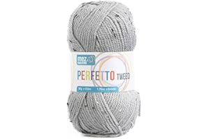 GENERICO Lana acrilica morbida Perfetto Mez Cucirini, filato per uncinetto, lavoro a maglia, tappeti e hobby creativi, gomitolo da 50gr, 133 metri (Grigio tweed P8376)