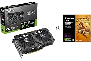 ‎ASUS ASUS Dual GeForce RTX 4070 SUPER EVO OC Edition 12GB GDDR6X Gaming Grafikkarte (Nvidia RTX4070 SUPER DLSS 3, PCIe 4.0, 1x HDMI 2.1a, 3x DisplayPort 1.4a, DUAL-RTX4070S-O12G-EVO)