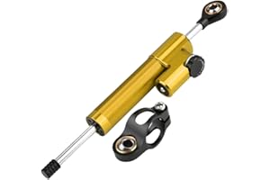 FICTORY Stabilizzatore per ammortizzatore di sterzo, Ammortizzatore dello sterzo universale, Stabilizzatore ammortizzatore di sterzo universale per moto in lega di alluminio (dorato e nero)