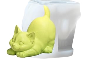 Daooibpa 3D Dog Silicone Mould, Silicone Animal Mould, Cute Dog/Cat Silicone Candle Mould, Animal Silicone Casting Molds Epoxy Resin Moulds for Making Cakes, Soaps, Fondant Cake Decoration Mould