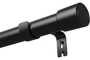 Venwemong Gardinenstange Schwarz Vorhangstangen Ausziehbar Gardienenstange 2 m Erstellbare Länge mit Kappenknäufen für Esszimmer, Schlafzimmer, Wohnzimmer, 180-270CM