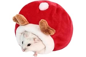 TQPUWT Lit pour hamster, Lits pour Cochon d'Inde pour Petit Animal, Forme d'animal de Dessin Animé Petits animaux Maison, pour hamsters nains, petits animaux, rouge, taille moyenne