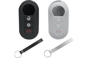 RYHX 2 pezzi Cover Chiave Fiat, Cover Chiave Auto a 3 Pulsanti compatibile con Fiat 500 Panda Grande Punto Delta Bravo(Nero+Grigio)