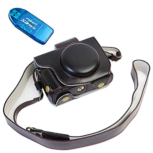 First2savvv Premium Qualität schwarz Ganzkörper- präzise Passform PU-Leder Kameratasche Fall Tasche Cover für Canon PowerShot G5 X mit SD-Kartenleser -XJD-G5X-HH01G10