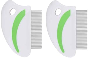 Brillirare 2 Pack Flea Lice Comb, Stainless Steel Dog Cat Grooming Combs with Rounded Teeth, Professional Pet Tear Stain Remover, Dematting Tool for Small, Medium & Large Pets