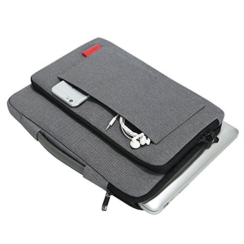 iCozzier 13-13.3 Zoll Laptoptasche mit seitlichen Zubehörfächern und integriertem Tragegriff/ Multifunktionelle Schutzhülle/ Aktentasche mit einzigartigen Aufbewahrungsband für die Verdauung elektronischer Geräte für 13-13.3 Zoll Ultrabook/ Notizbuch/ MacBook – Dunkelgrau - 4