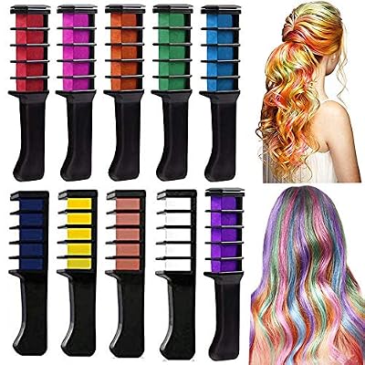 MUXItrade Craie de Cheveux, MUXItrade 10 Couleurs Peigne de Craie pour Cheveux Instantanee Craie Cheveux Kit pour Enfants DIY Soirée Cosplay Festivals Halloween Fêtes,Cadeau Pour les Filles