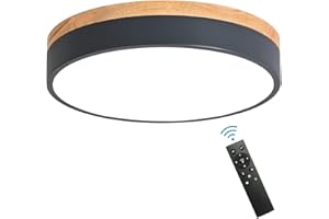 ‎VIKAEY Vikaey LED Deckenleuchte Holz 24W, Modern Runde Deckenlampe, Dimmbar LED Deckenleuchte,Lampe 3000k-6500k für Büro Schlafzimmer Badezimmer Balkon Flur Küche Ø30cm