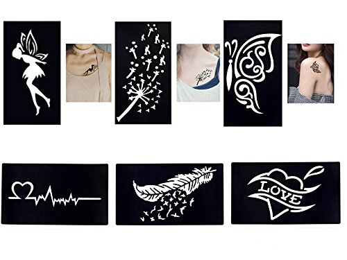 Tattoo Schablonen / Vorlagen 6 kleine Sheet Set Mini 2 für Henna Tattoo Glitter Tattoo Air Brush Tattoo
