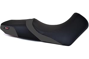 MOTO DISCOVERY Funda de Asiento Compatible con Suzuki V-Strom DL650 2004-2011 Negra/Gris con Costuras Negras (B)