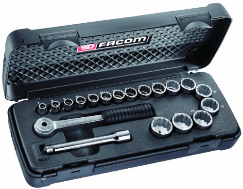 Coffret de douilles 3/8' 12 pans D7 à 24mm Facom